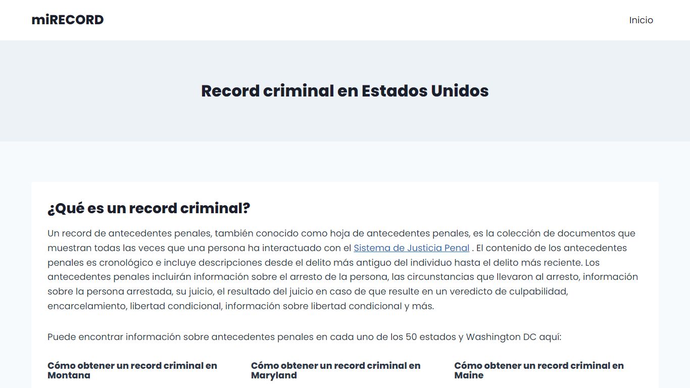 Record criminal en Estados Unidos - miRECORD