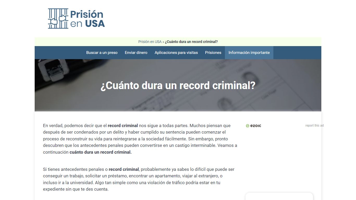 ¿Cuánto dura un record criminal? - Prisión en USA