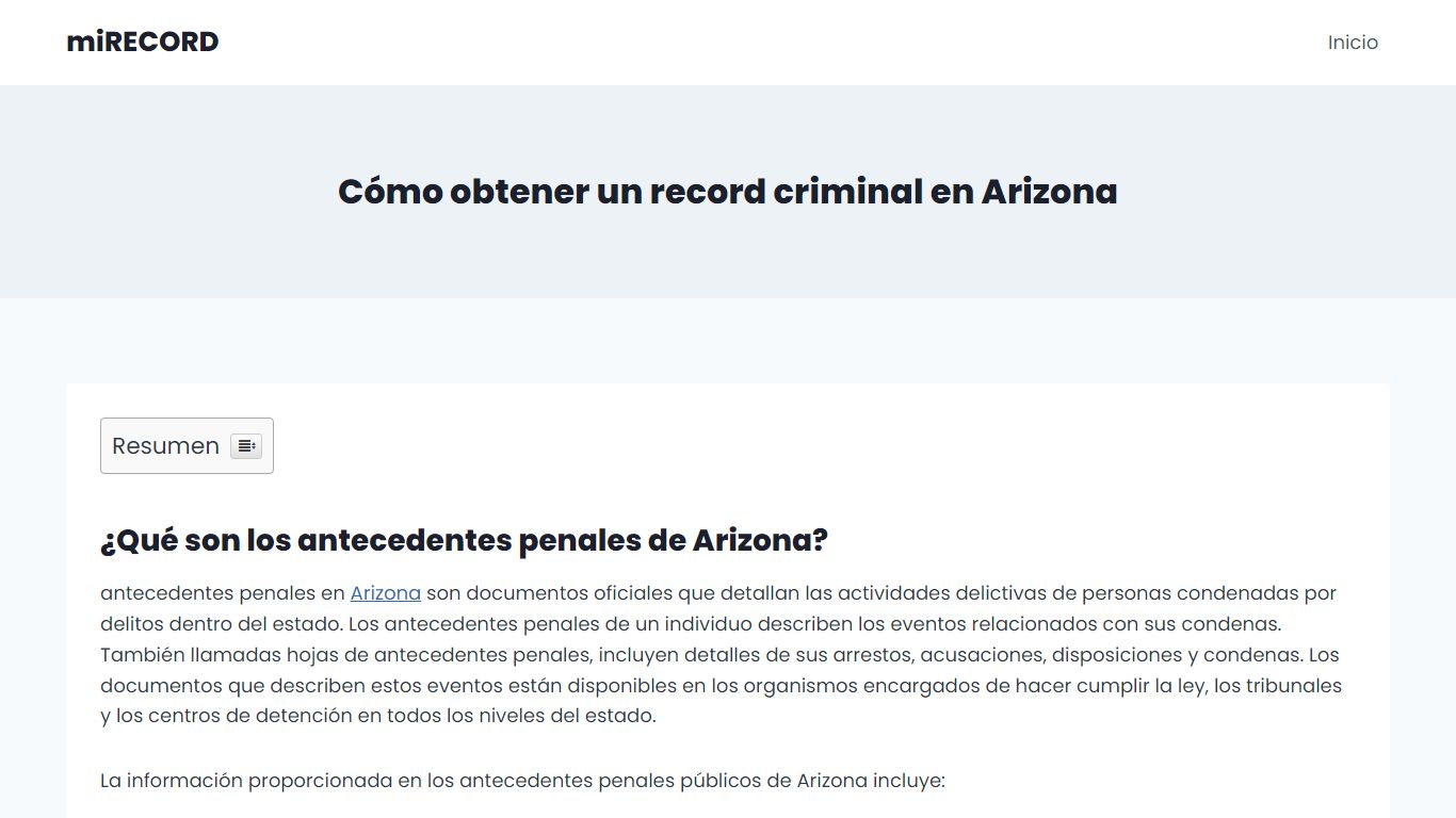 Cómo obtener un record criminal en Arizona - miRECORD